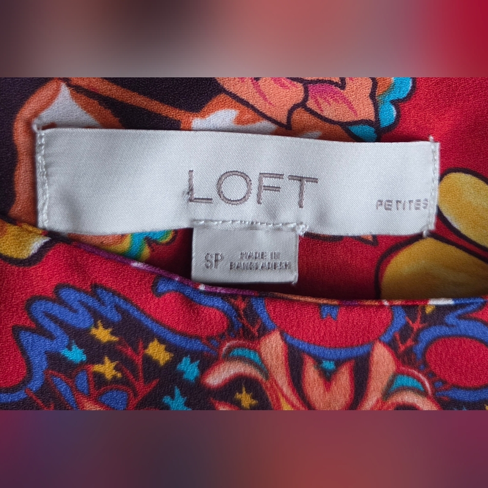 LOFT Boho Mixed Floral Paisley Split Sleeve Blouse – Size SP Excellent Condition - Picture 12 of 14